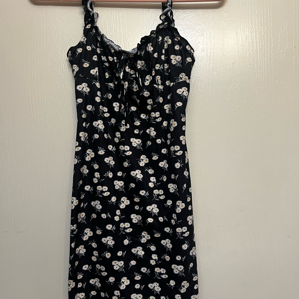 SHEIN Dark Blue Floral Midi Dress